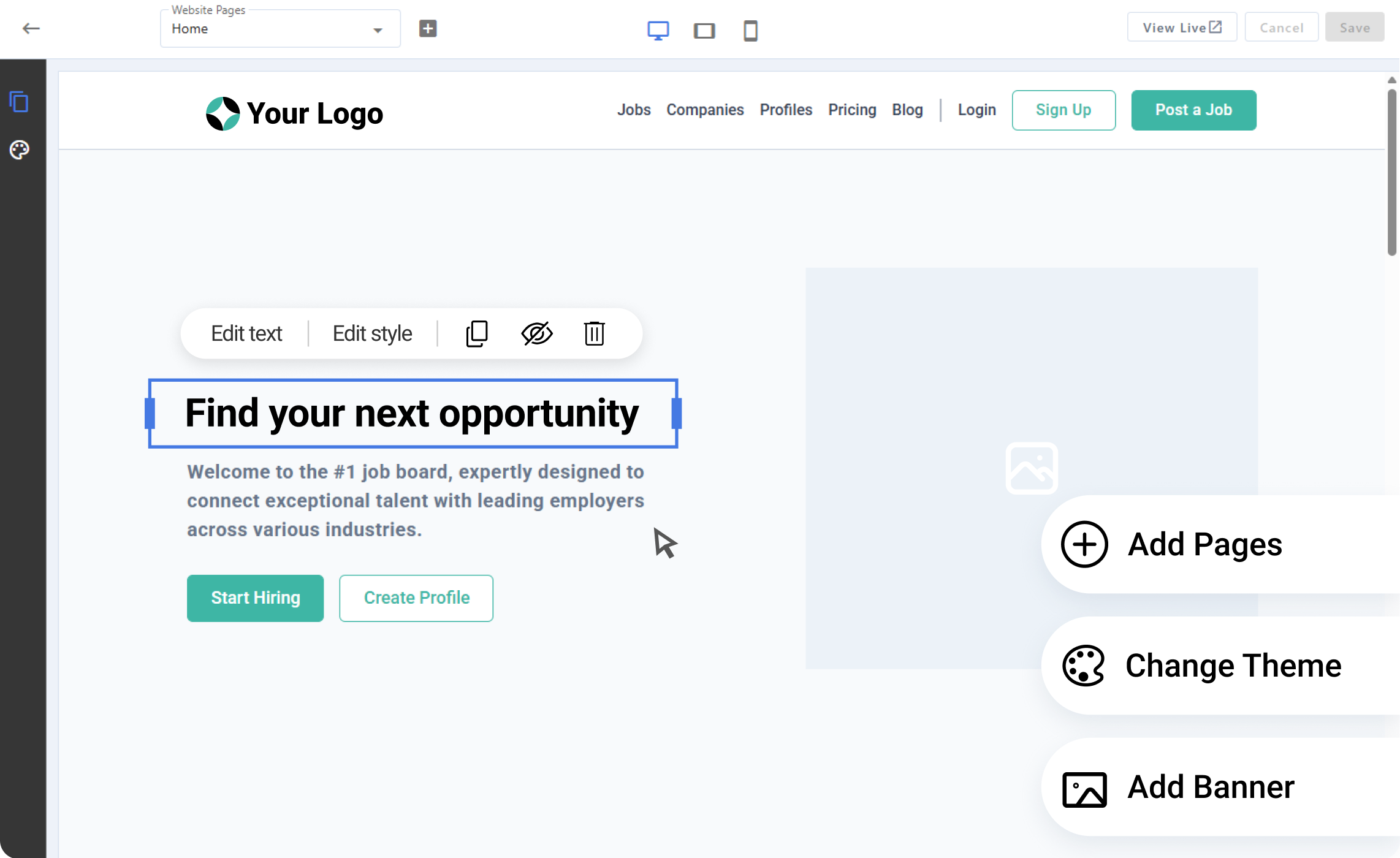 Job Board Customization Interface